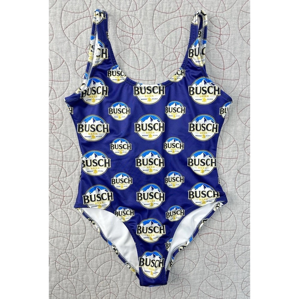 Busch Light Beer Women's Swimsuit Blue One Piece Shinesty Large